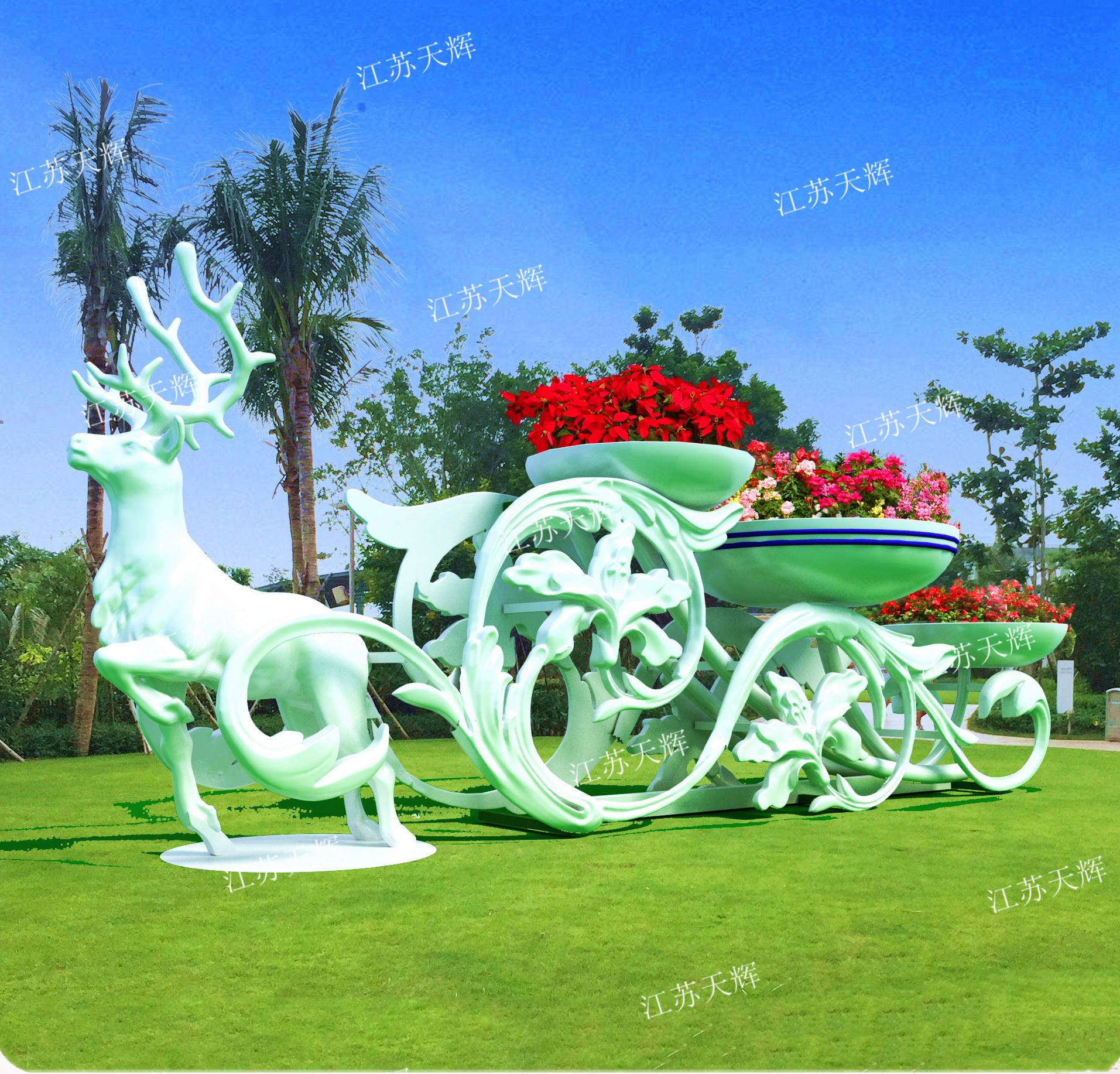 <b><font color='#006600'>铁艺花架驯鹿</font></b>